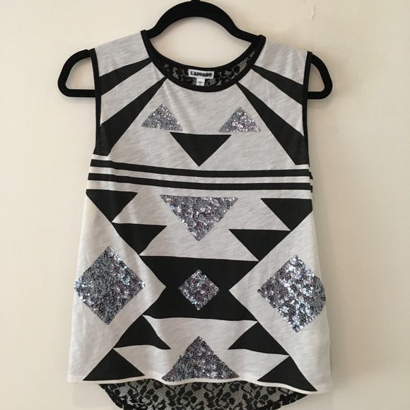 Express Tops - NWOT S Express Top w/ Sequins & Lace detail